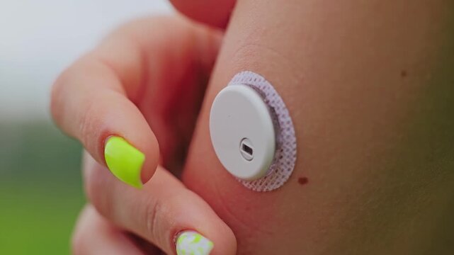 Hand on glucose monitoring device, healthcare inequality, emotional struggle