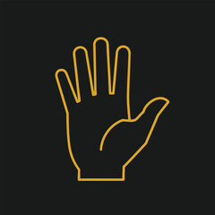 Obraz premium Stylized illustration of an open hand gesture against a black background, symbolizing communication and connection