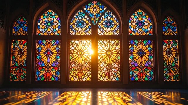 Stained glass windows colorful light
