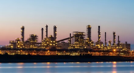 Obraz premium Industrial Complex at Dusk.