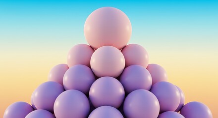 Abstract Sphere Pyramid with Pastel Colors Gradient Background Minimalist Design for Modern Aesthetics and Creative Projects