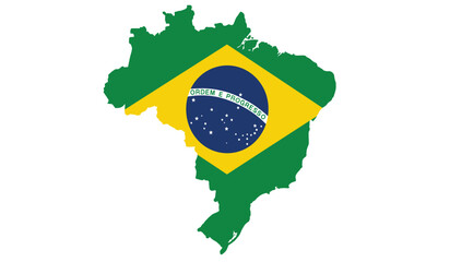 Outline of brazil filled with the national flag featuring green yellow blue and white colors representing the country s identity and patriotism