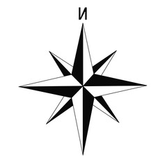 Obraz premium Wind dirrection compass icon on black and white vector,black and white compass icon,wind dirrection compas icon illustration,wind dirrection compass icon image 