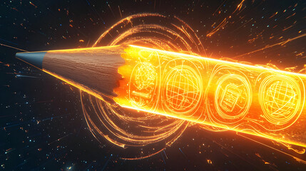 Glowing Pencil In Space