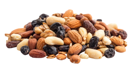 Trail mix closeup on transparent background
