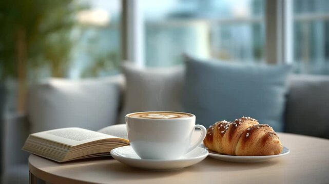 A senior organizes a book club in a campus cafe with novels discussed coffee steaming and pastries crumbling presented in a cozy photo with page textures foam swirls and liter
