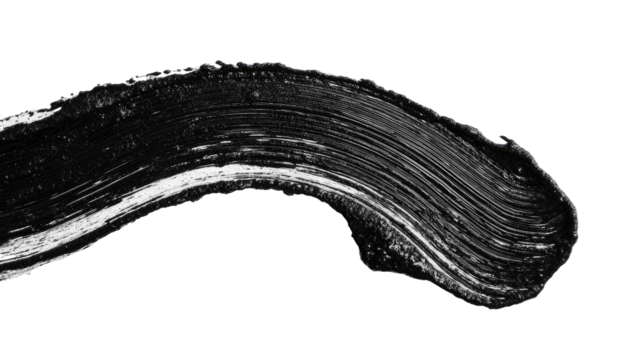 Swirling black paint stroke with white highlights