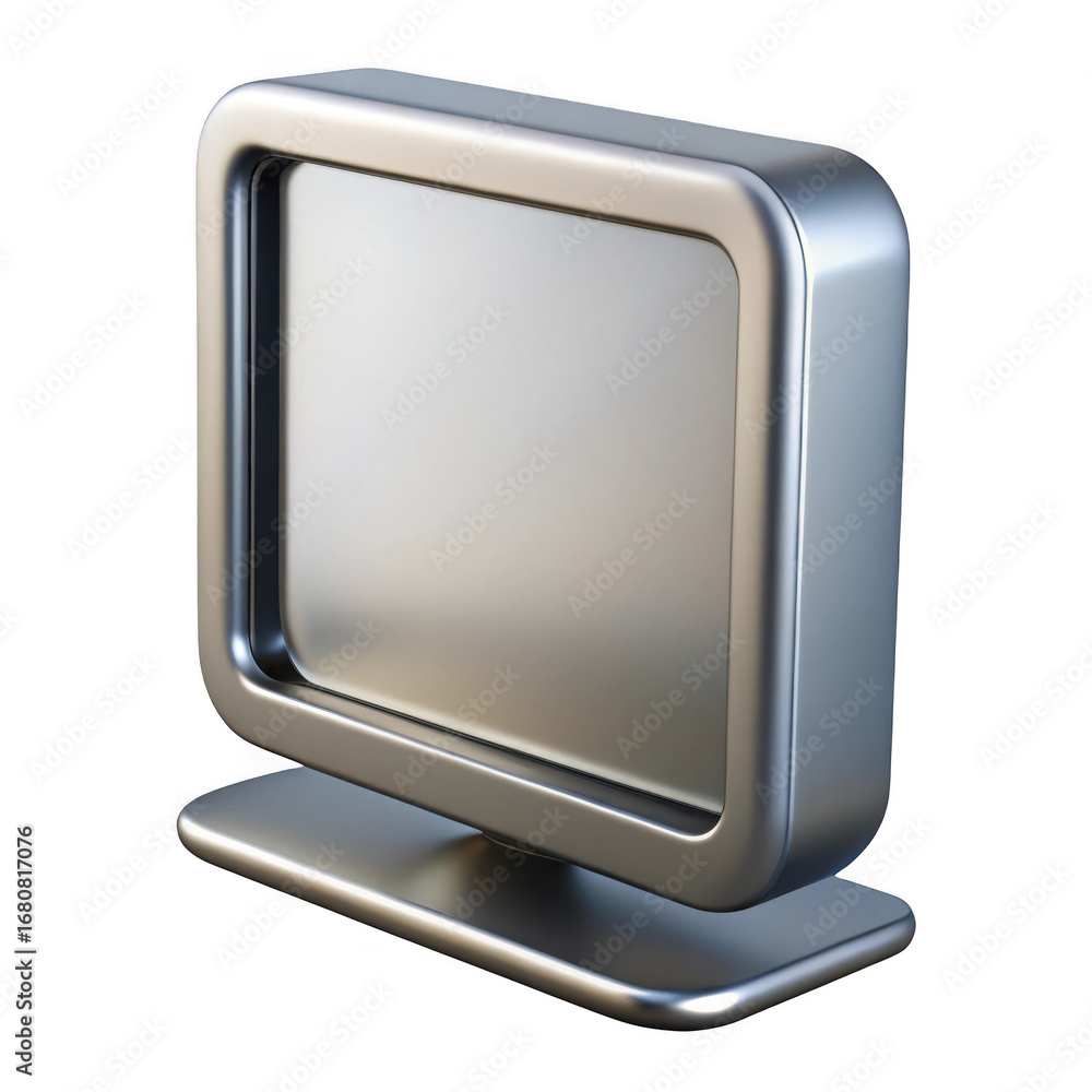 Poster 3d retro monitor with stand isolated on transparent background