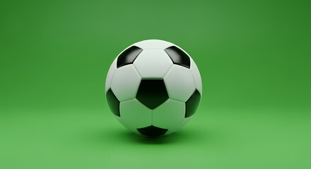 Naklejka premium Soccer Ball on Green Field with Bright Lighting and Simple Composition
