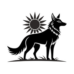 Coyote Sun vector clean black silhouette design white background