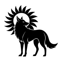 Coyote Sun vector clean black silhouette design white background