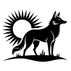 Coyote Sun vector clean black silhouette design white background