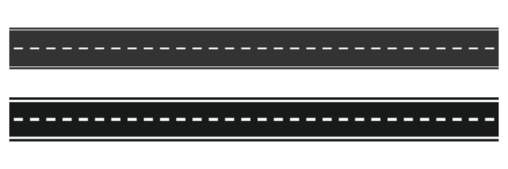 Obraz premium straight roadway elements, horizontal highway icon vector. top view asphalt road vector template.