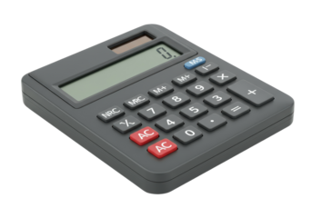 Isolated calculator ready for computations in math and finance for accounting needs and taxes