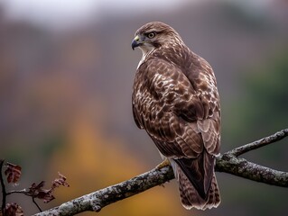 Fototapeta premium Falcon Stationed on Woodland Branch