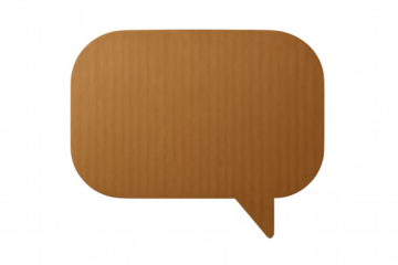 Cardboard speech bubble representing communication, dialogue, and conversation on a transparent background