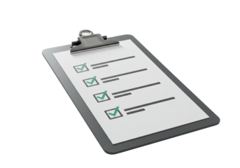 Isolated clipboard with check list, planning and to-do list completion concept, reminder note