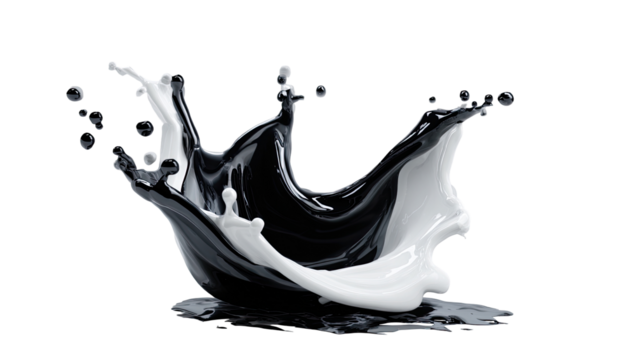 Abstract black and white liquid splash