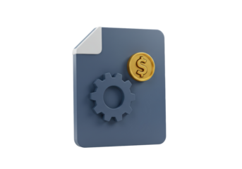 Isolated automation file with gear and golden dollar sign for money management and finance