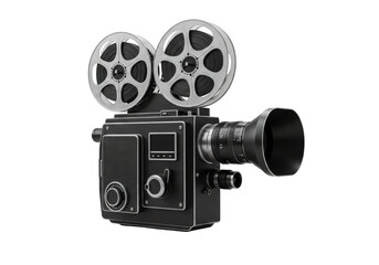 Isolated vintage film camera on neutral background for cinematic use, a classic movie maker