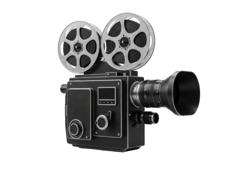 Isolated vintage film camera on neutral background for cinematic use, a classic movie maker - Powered by Adobe