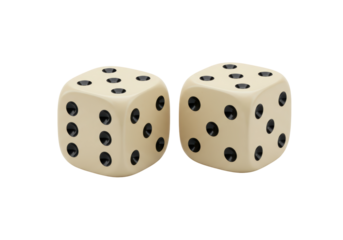 Isolated rolling dice pair two dices on a white surface casino game luck chance numbers