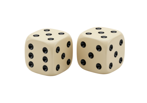 Isolated rolling dice pair two dices on a white surface casino game luck chance numbers