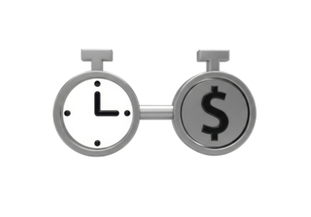 Isolated time is money, financial planning stopwatch connected to US dollar sign icon