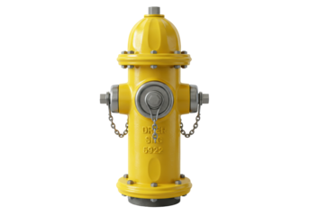 Isolated yellow fire hydrant is designed for extinguishing fire and saving lives quickly