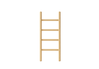 Isolated ladder with four rungs, light wood tone, for climbing to greater success