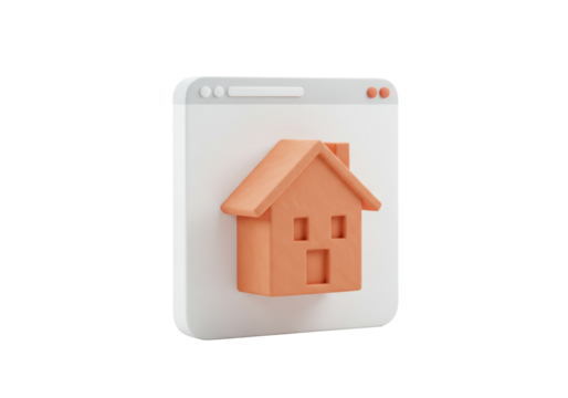 Isolated Real estate web design, digital home page, abstract house icon, virtual architecture