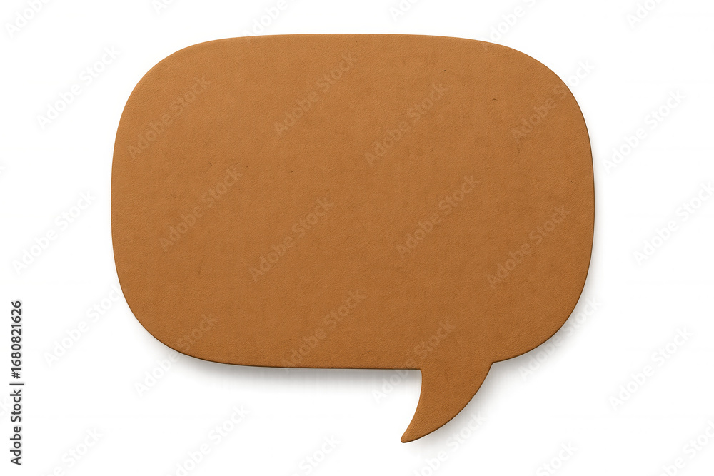 Poster speech bubble made of recycled cardboard, creating an eco-conscious message space on a transparent b