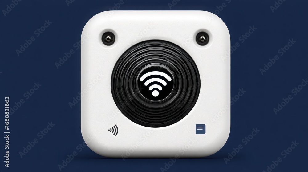 Poster advanced camera equipped with wi-fi technology representing adaptive growth scanner concept for smar