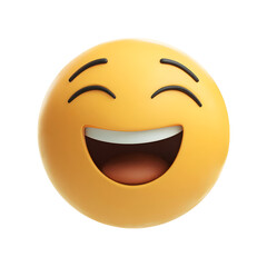 A cheerful, laughing emoji with closed eyes, conveying happiness and amusement in a vibrant yellow hue