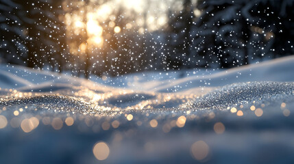 Snowy Winter Landscape Scene With Sparkling Snow