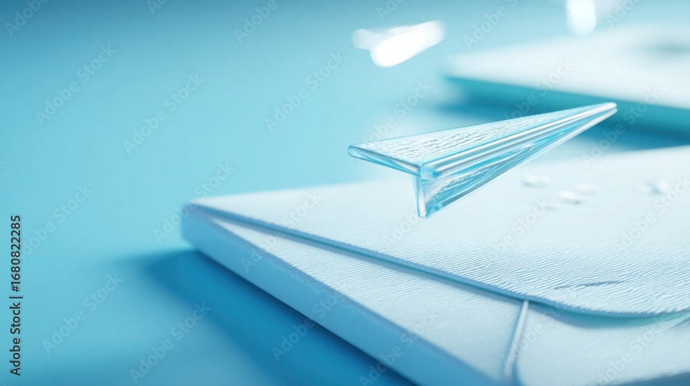 Poster creative concept of a paper airplane representing communication and response floating out of an open
