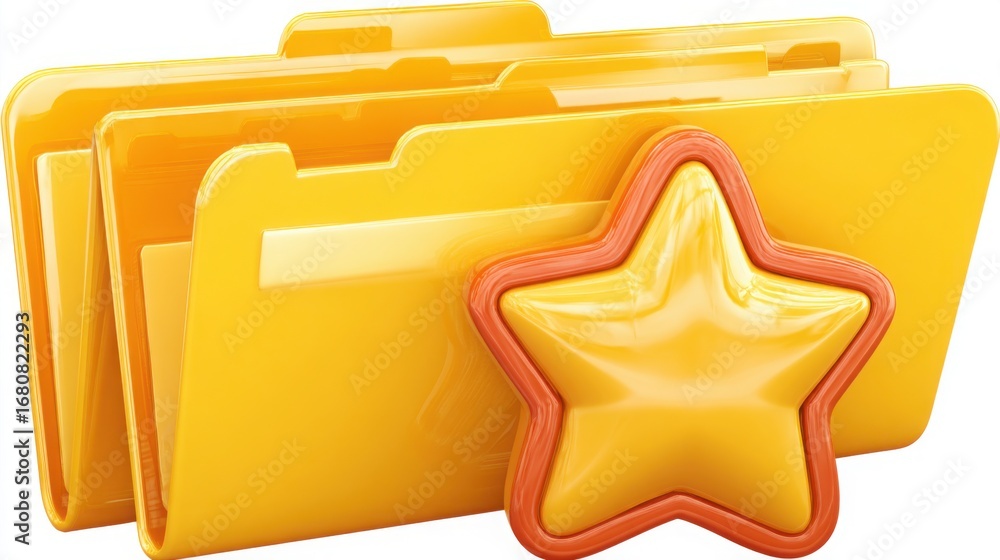 Poster open folder displaying a star symbol inside as a representation of assets and corporate identity man