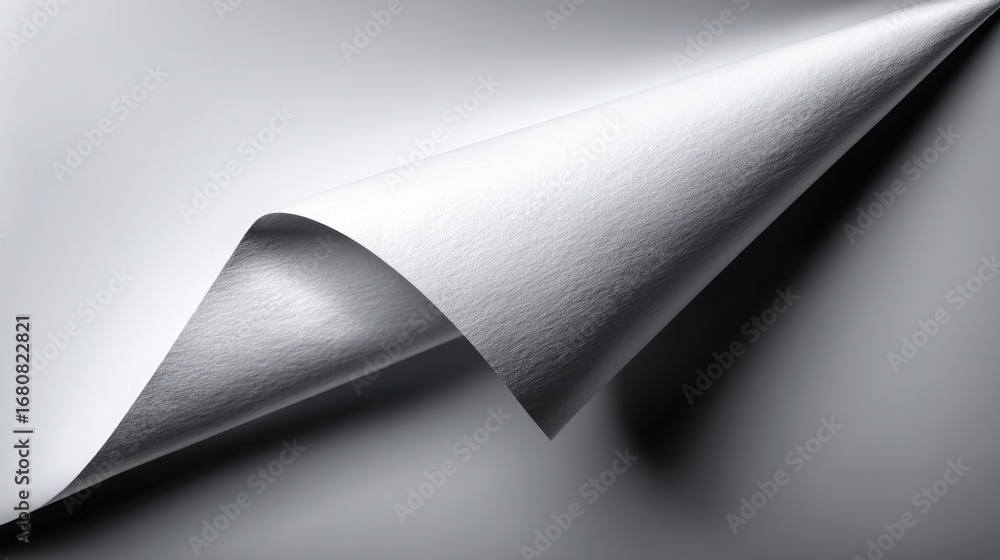 Poster white paper with curved corner forming an arrow shape to illustrate call to action behavior in creat