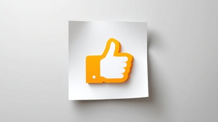 Thumb sign on a piece of paper representing approval or affection in a minimalist page layout design concept