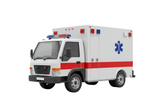 Isolated Ambulance Transport Vehicle with Emergency Medical Service EMS Equipment Device