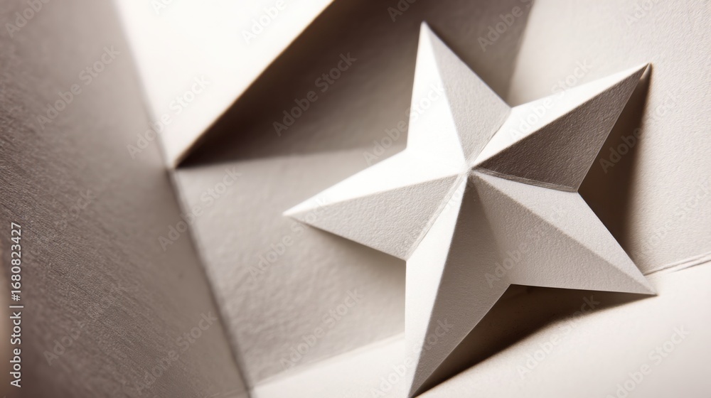 Poster elegant white star displayed on a wall representing a creative concept of location-based mark for na
