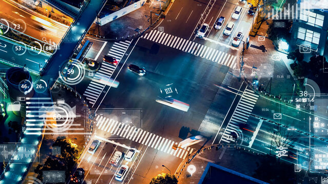 Traffic intersection and statistical data concept