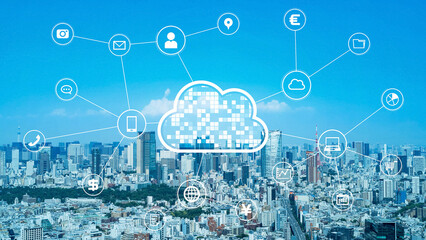 Modern society and cloud network concept