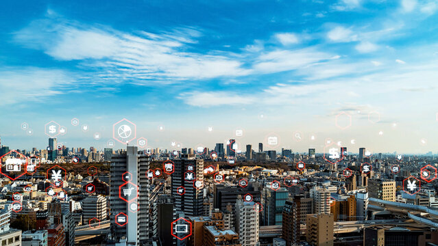 Modern society and business network concept