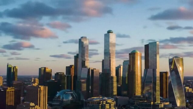 Urban Silhouette: A stunning shot of modern skyscrapers piercing the skyline, showcasing architectural ingenuity.