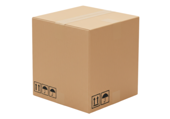 Isolated Sealed Shipping Box, Cube Shape - Delivery, Transportation, Storage and Moving