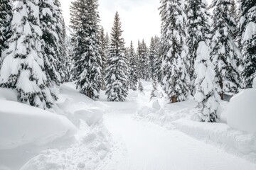 Naklejka premium Snowy forest path (2)