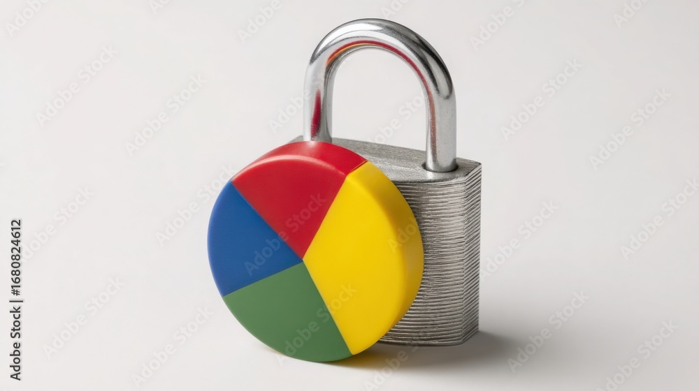 Aufkleber colorful padlock with dynamic pie chart illustrating the intersection of security and data visualiza