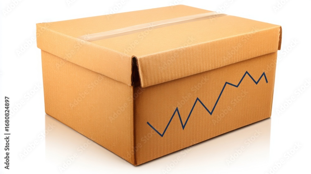 Poster cardboard box featuring a distinctive blue line design wrapping around the product concept for enhan