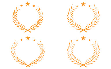 Obraz premium Collection of Black and Golden Laurel Wreaths Set – Award, Recognition, Silver Bronze Vector Icons for Luxury and Elegant Design